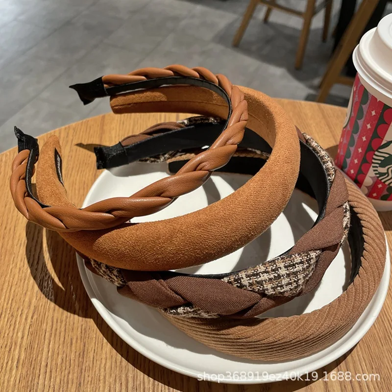 Кофейный цвет повязка для волос Женский Высокий череп топ Sen женская элегантная