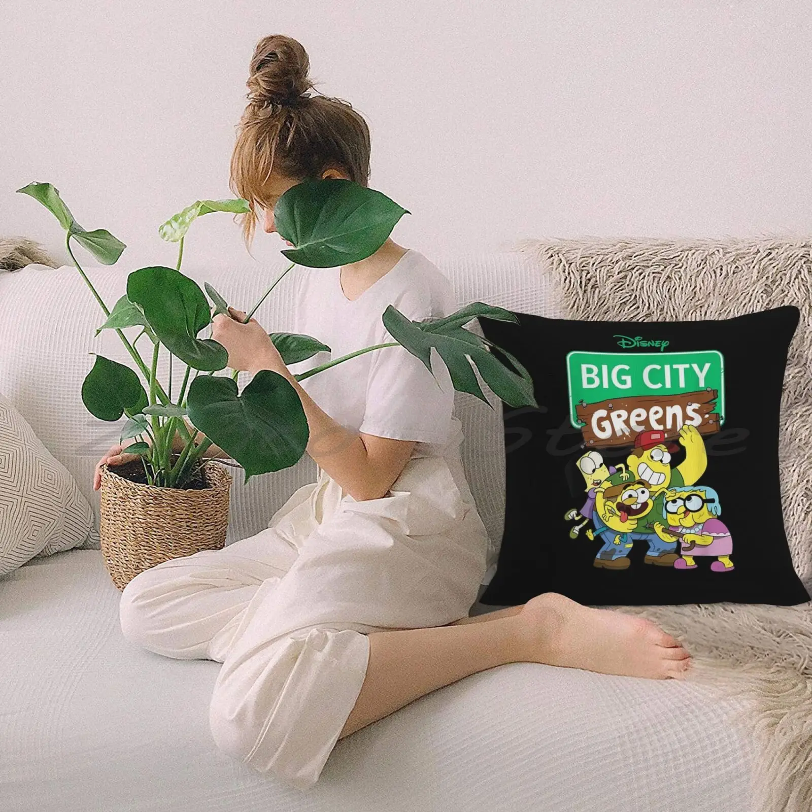 Чехол из льняной плюшевой бархатной ткани с принтом в виде большого города и