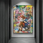 Граффити искусственная живопись на холсте красочный мальчик и девочка абстрактная уличная Настенная картина для декора гостиной