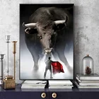 Современный домашний декор Matador Bull Fight, художественная живопись на холсте, настенный плакат и принты, картина с животными, без рамки для гостиной