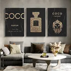 Модная Картина на холсте в виде флакона духов, Настенная картина, черное мрамор для гостиной, домашний декор, картины для украшения спальни