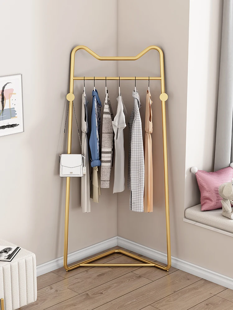 zq  Home Bedroom Corner Corner Clothes Rack Floor Coat Rack Light Luxury and Simplicity Modern Clothes Hanger