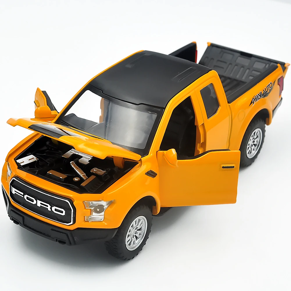 

1:32 suitable for Ford Raptor F150 big wheel alloy die-casting car model with sound and light pull back car toy