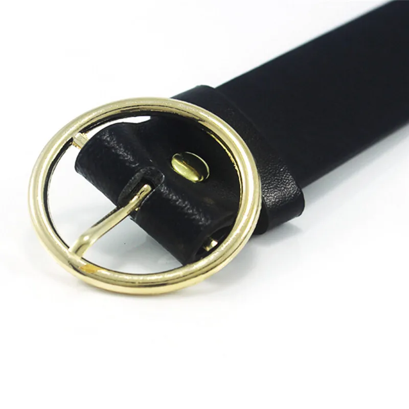 Круглый Женский однотонный модный ремень из искусственной кожи с пряжкой на