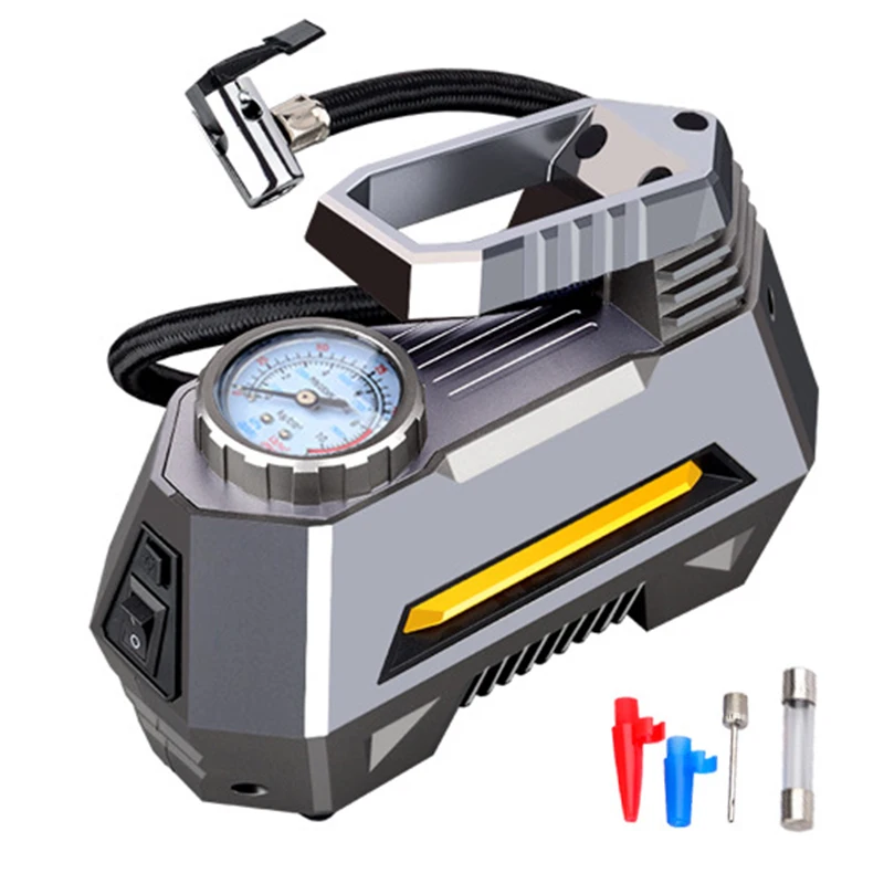 Portable Air Compressor Tire Inflator- Car Tire Pump With Digital Pressure Gauge(150 Psi 12V DC) Bright Emergency Flashlight