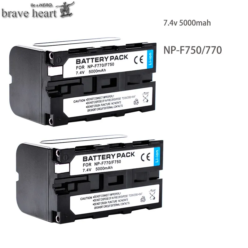 2 шт. 5000 мА/ч, NP-F770 NP-F750 NP F770 np f750 NPF770 750 батареи+ ЖК-дисплей USB Зарядное устройство для sony NP-F550 NP-F770 NP-F750 F960 F970 - Цвет: 2battery