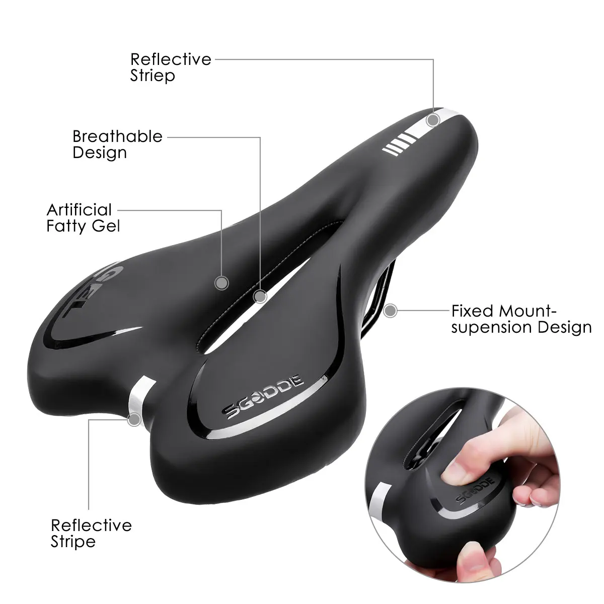 SGODDE Gel Bicycle Saddle Padded Dual-spring Extra Comfort Cycling Seat Pad Accessories for Men Women Universal Riding MTB Bike | Спорт и