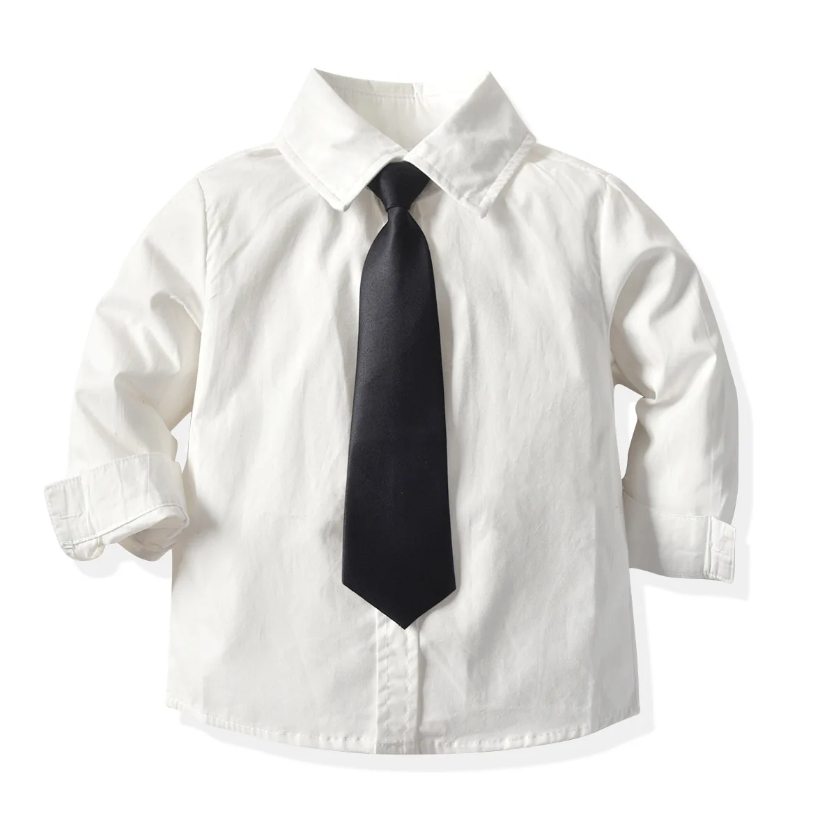

2020 New Children Shirts Child Long-sleeved Shirts Autumn Boys Shirts Kids Tie Lapel Cardigan Formal Wear