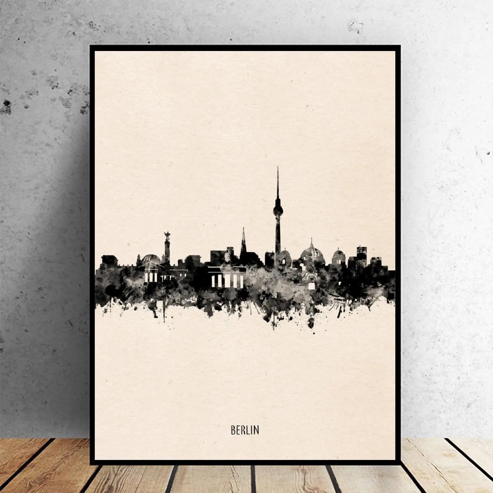 Черные чернила в Берлине абстрактное искусство холст плакат домашний декор