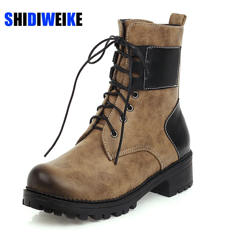 Женские ботинки Уличная обувь из мягкой кожи мотоциклетные уличные высокие в