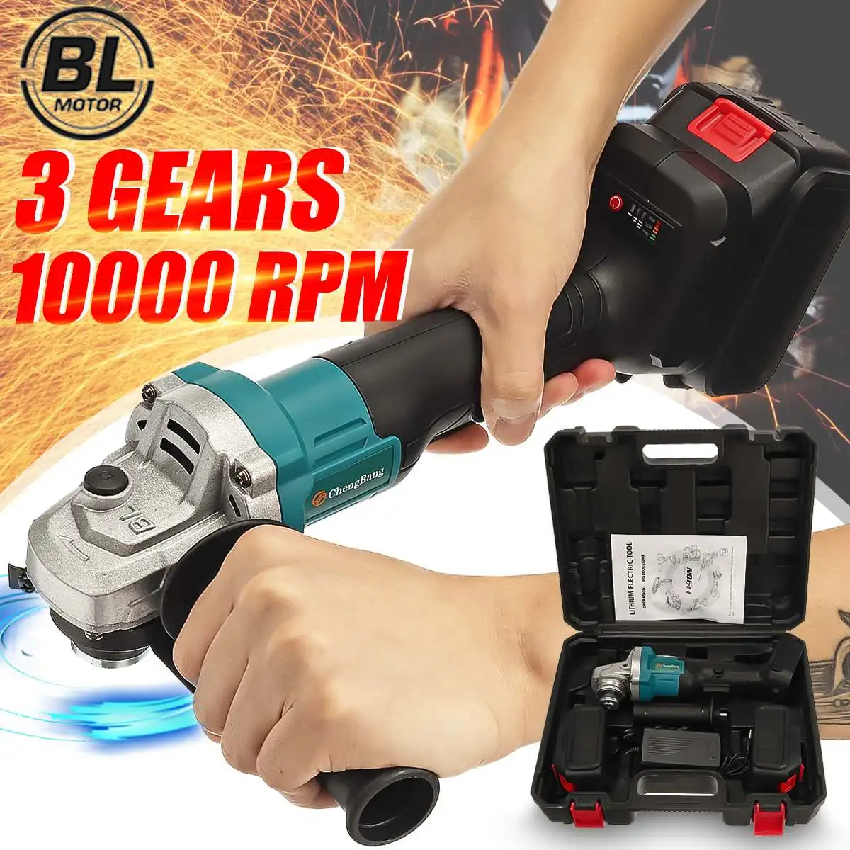 

100MM 21V Brushless Electric Angle Grinder Cutting Machine 1 or 2 Lithium-Ion Battery DIY Woodworking Grinding Machine Power Too