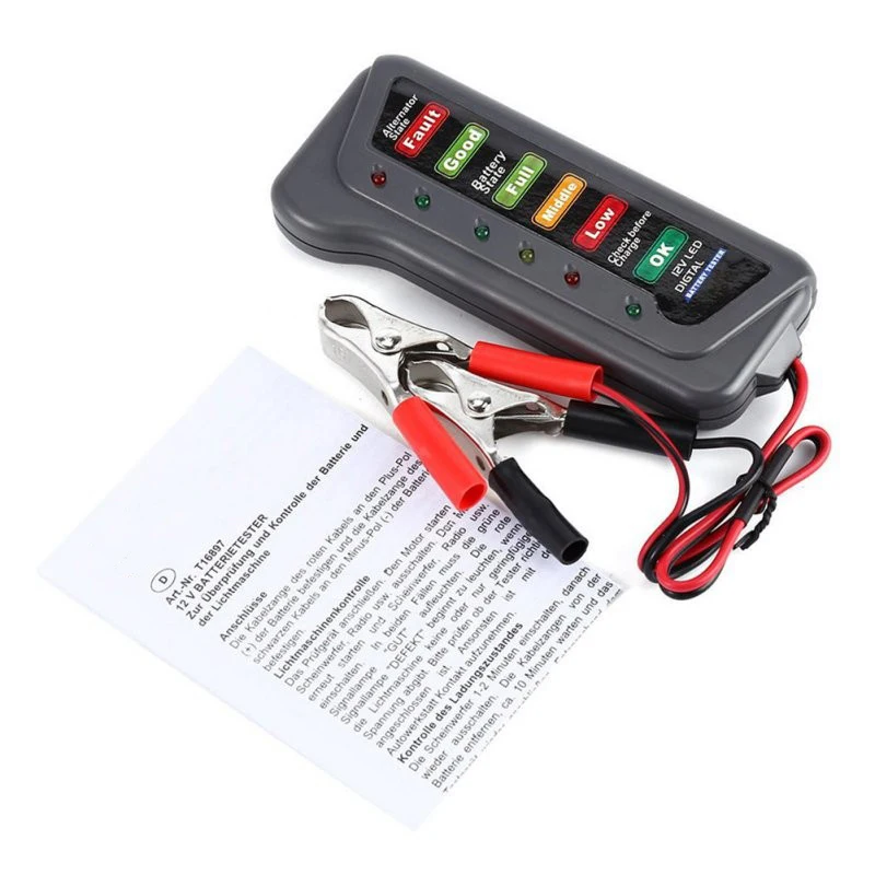 12V автомобильный тестер батареи er ЖК-цифровой анализатор 6 светодиодный системы