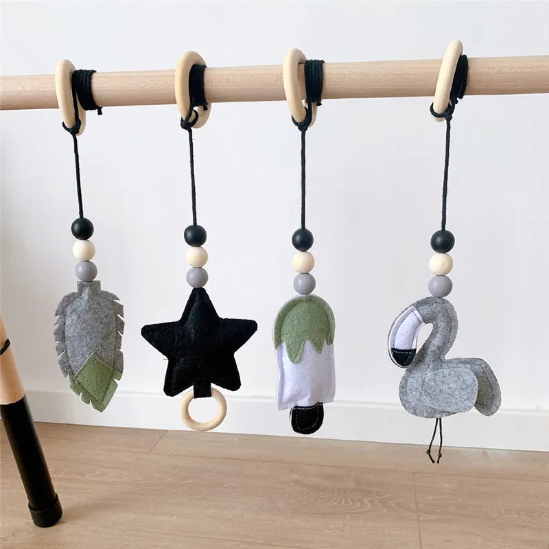 Nordic Baby Gym Play Nursery Sensory Ring-pull Toys Kids Room Decoration Ornament Accessories Wooden Fitness Rack Hanging Decor