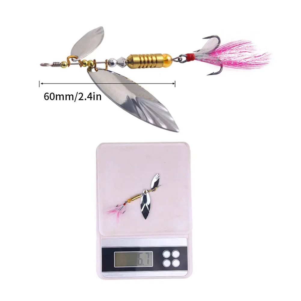

Alloy Material Rotating Sequins Spoon Lure Length 6 Cm Spinner Fishing Hard Bait With Feather Treble Hook Fishing Accessories
