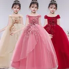 2022 детская одежда, цветочное пышное платье принцессы для детей, одежда для вечерние ринки, свадебное платье, летние платья