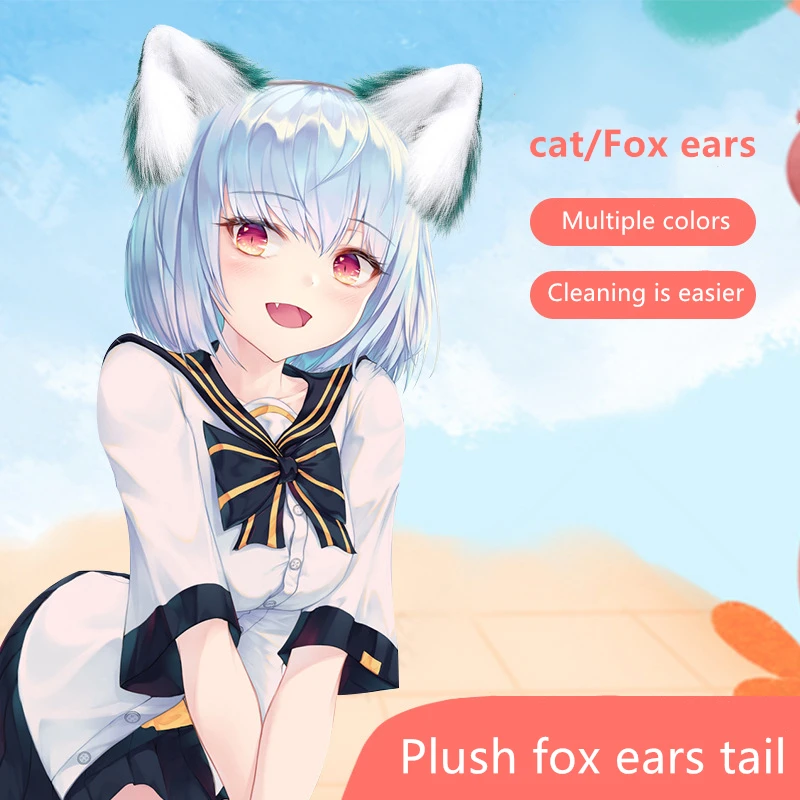 

Handmade Cute Furry Animal Beast Ear Headwear Wolf Fox Ear Clip Soft Cat Ears Lolita Girl Hair Accessory Cosplay Props
