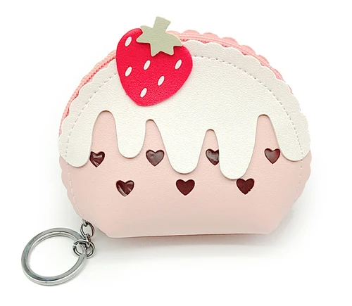 pink Кошелек с клубникой PU кошелек для девочек женские бумажники с застежкой-молнией Дамский клатч для монет кошелек Женский мини-кошелёк бумажник с отделением для монет кошелек - Цвет: pink