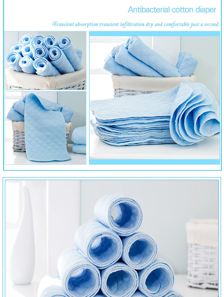 [usurpon] 5 pcs Cotton Insert Reusable Colored Baby Fitted Diaper Insert ECO Cotton Absorbent Newborn Diaper Insert
