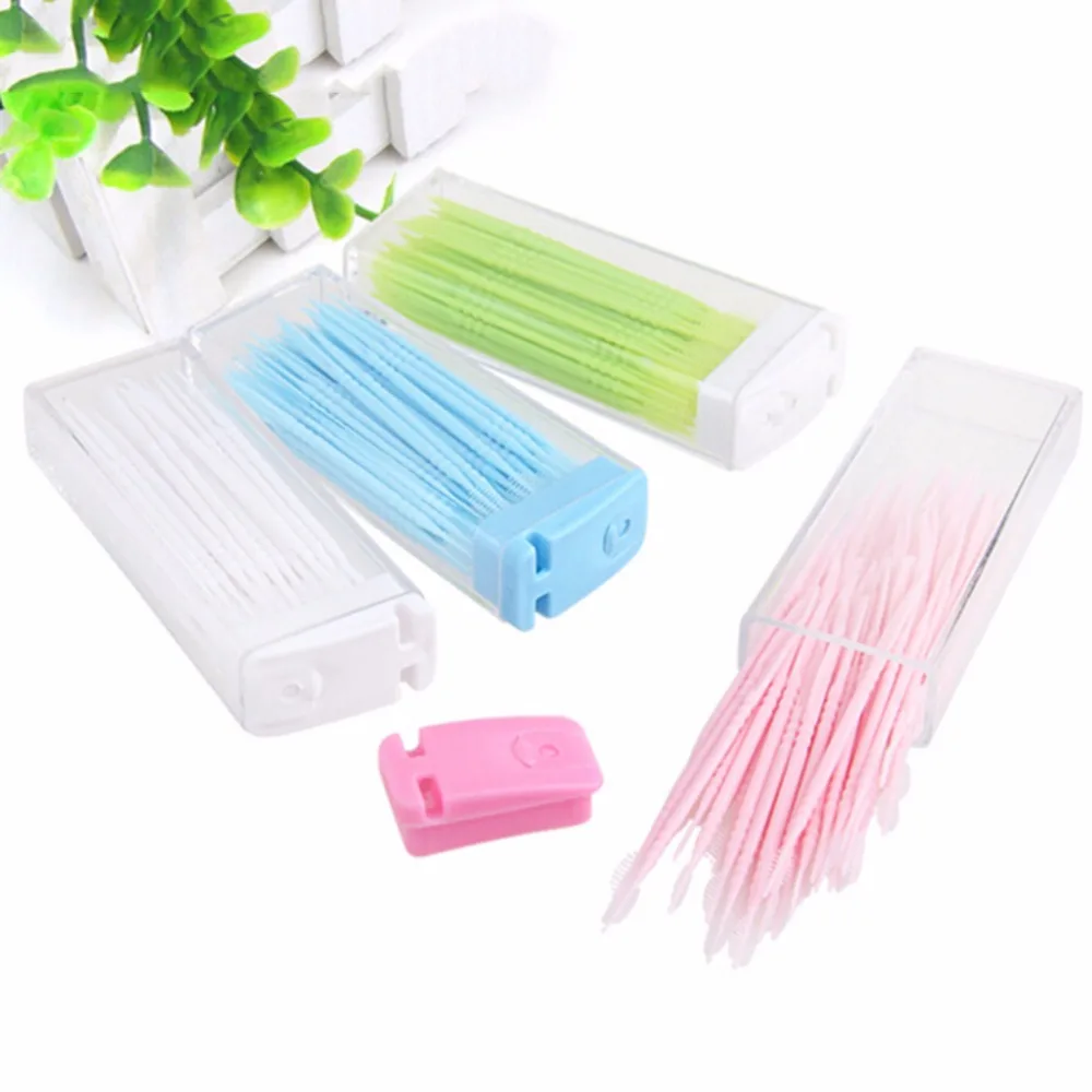 

New 50pcs/box Double Head Dental Floss Interdental Toothpick Brush Brush Teeth Stick Dental Oral Care Toothpicks Floss Pick