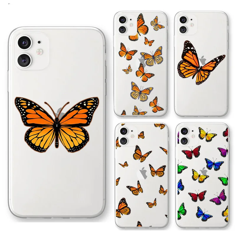 Мягкий прозрачный чехол Monarch Butterfly для iPhone 13 XS MAX X XR 5S 6S 8 7 Plus SE 2020 11 12 Pro Max mini Coque |