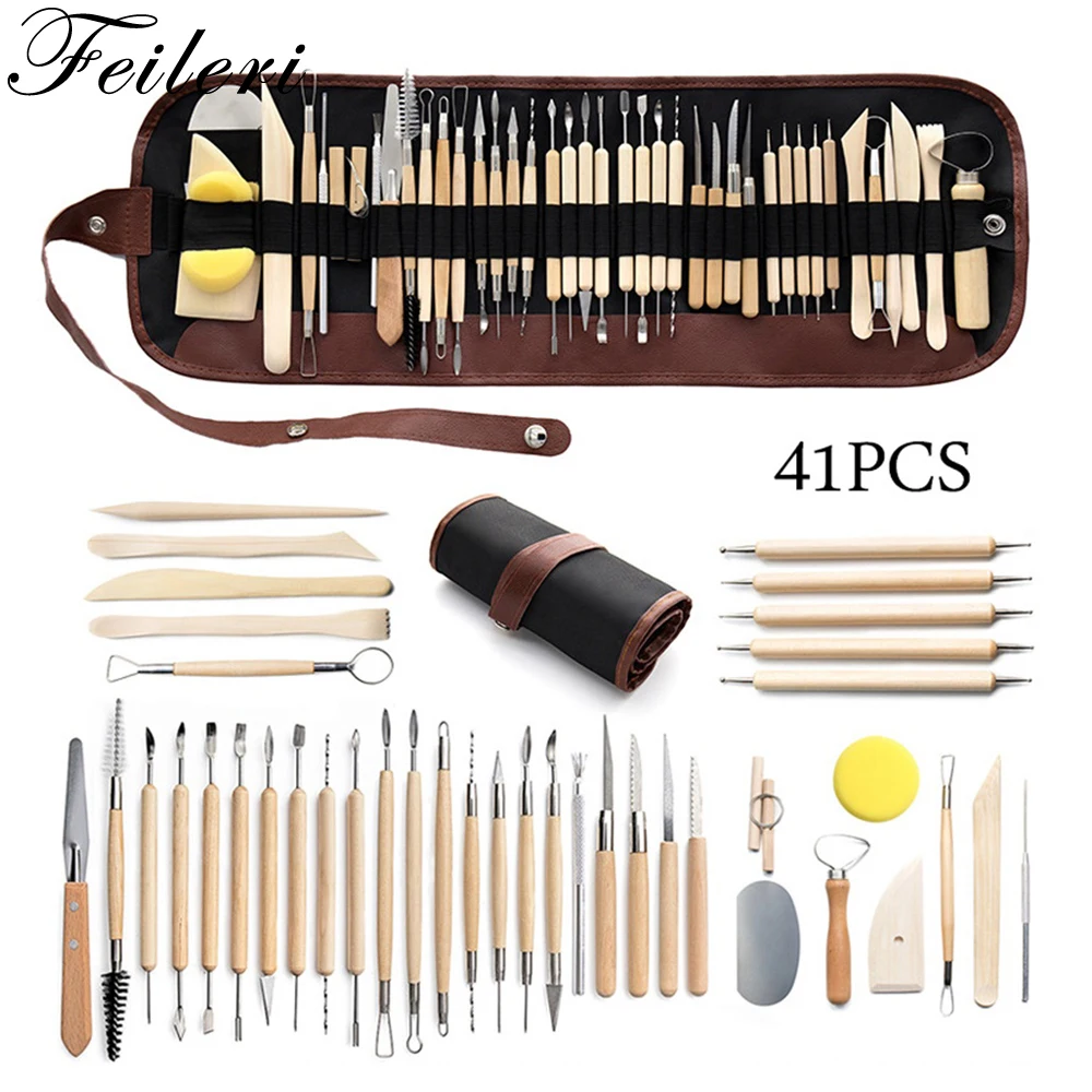 

41pcs Pottery Ceramic Tools Polymer Clay Sculpting Kit Carving Pottery Ceramic Shapers Modeling Carved Tools DIY Accessories