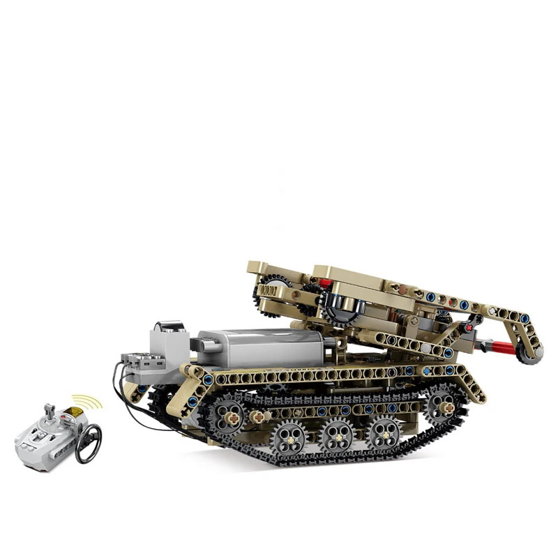 Электрический силовой военный технический Танк строительные блоки RC пульт