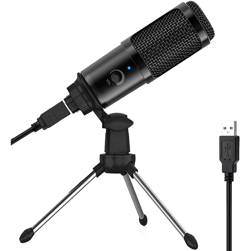 

Конденсаторный микрофон с USB-разъемом, микрофон с реверберацией, 192K, 24-битный микрофон для Youtube с частотой дискретизации, подходит для игр, по...