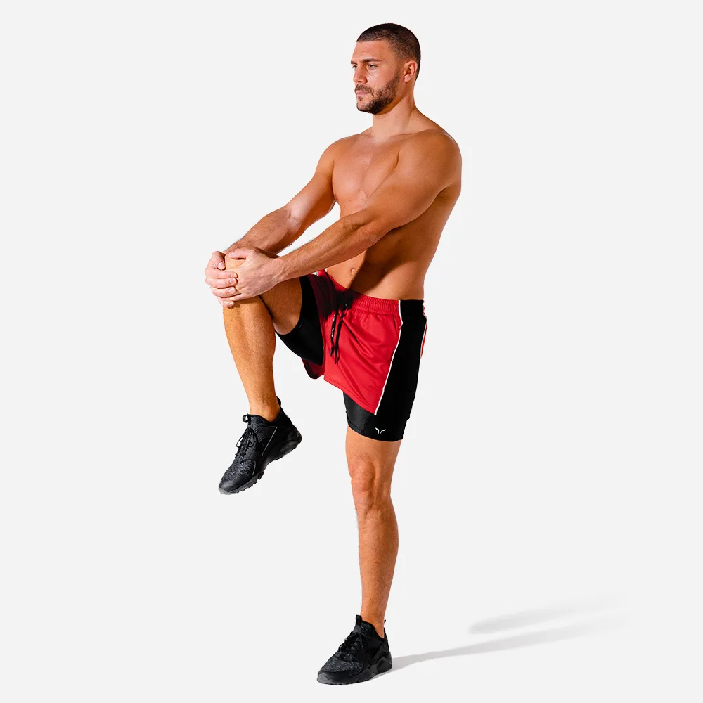 Шорты мужские спортивные 2 в 1 повседневные джоггеры на молнии для фитнеса