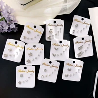 women earings pendientes fashion color preserving allergy free earrings geometric zircon three piece contracted jewelry