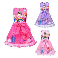 baby girl princess dresses lace flowers cartoon bow party costume birthday present children clothing summer
