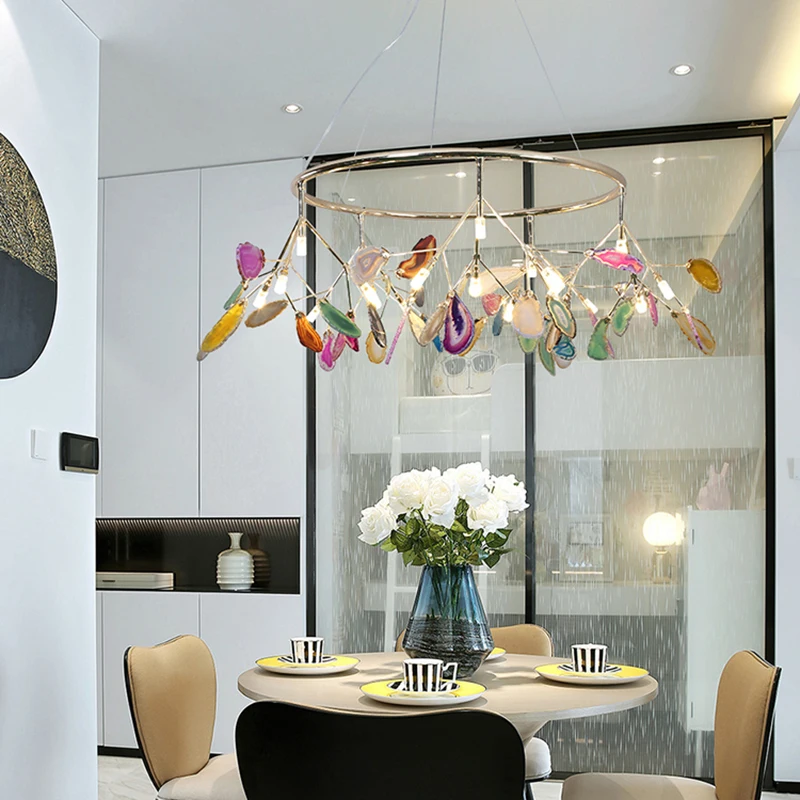 

Nordic Luxury Agate Chandeliers Living Room Bedroom Creative Branches Carnelian Decor Chandelier Indoor Hanging Light Lighting