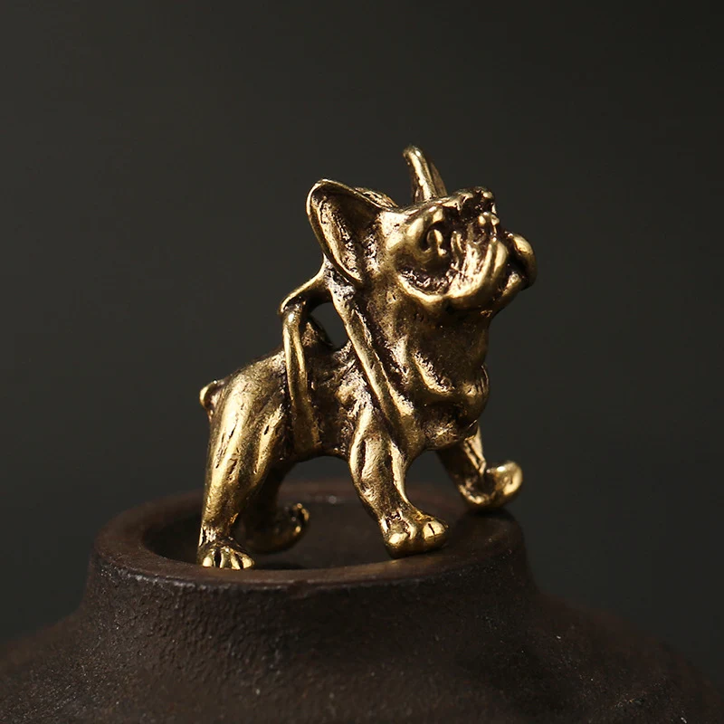 Латунный брелок ручной работы с маленьким Мопсом подвесные безделушки винтажные
