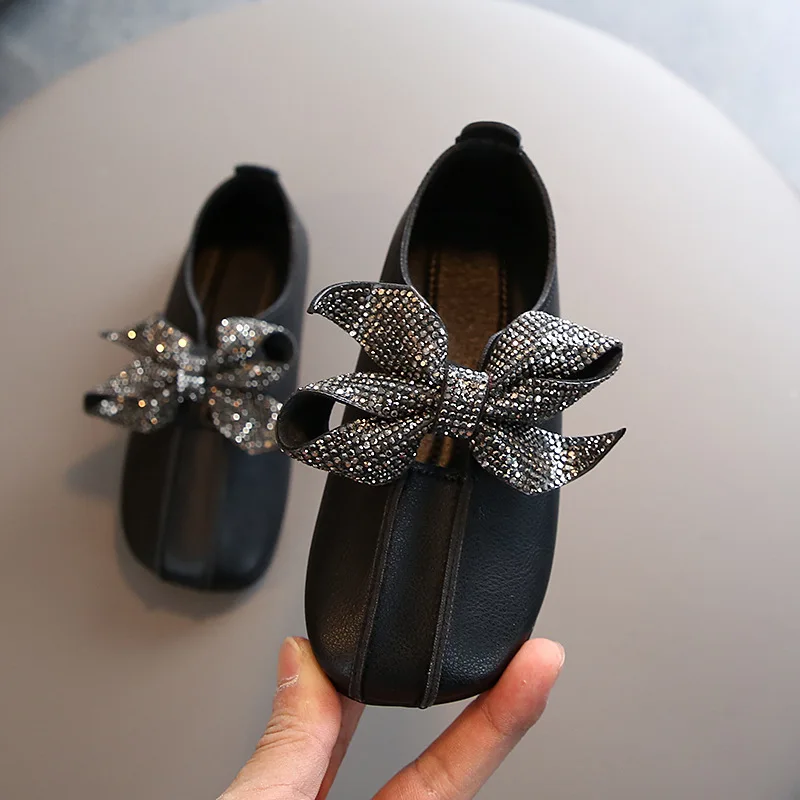 Новинка 2020 милая обувь принцессы с бантом для девочек модные кожаные туфли на