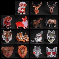 high quality deer elk horse animal embroidered patches iron on for clothing diy stripes applique child clothes stickers badges