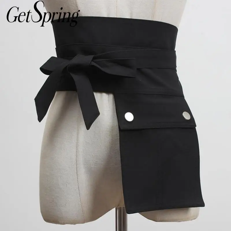 GetSpring женский джинсовый пояс эластичный Джинсовый корсет широкий синий на талию