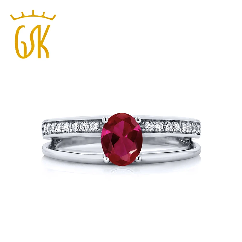 1 06 карат Овальный красный рубин из стерлингового серебра 925 пробы
