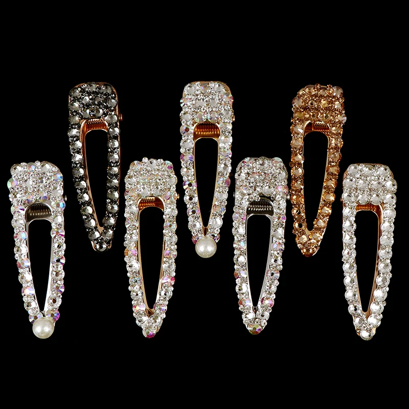 Корейские блестящие хрустальные стразы заколки для волос геометрические