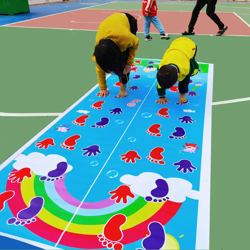 Kids Hand And Feet Game Jumping Carpet Mat Children Jump Lattice Pad Kindergarten Team Game Indoor Outdoor Training Toy