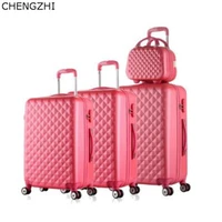 chengzhi retro students rolling luggage spinner on wheels women travel suitcase with cosmetic bag girls trolley luggage sets