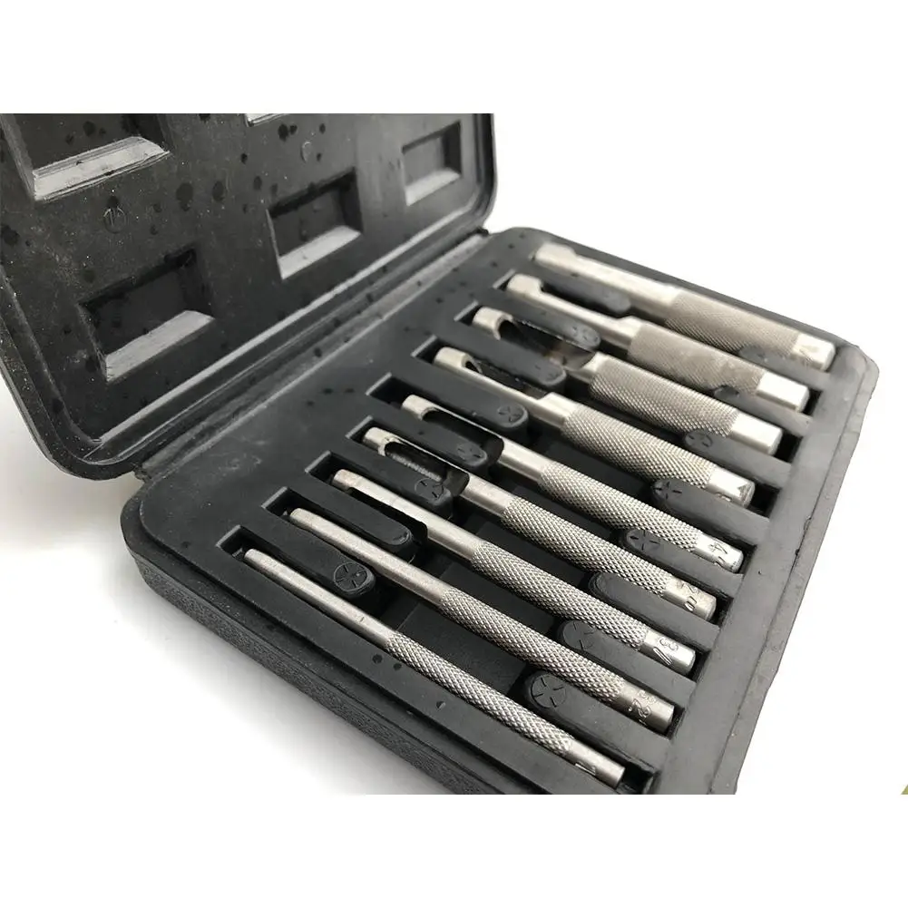 9 шт./коробка для пробивки отверстий в коже Дырокол Круглый стальной кожаный