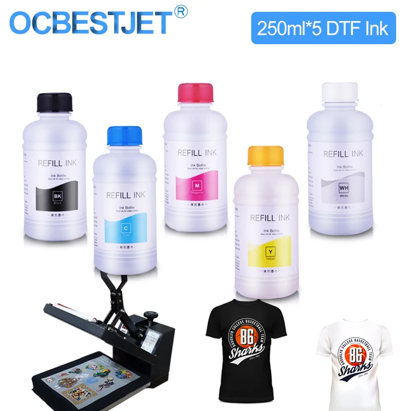 Direta de Dtf para Impressão de Filme de Pet e Transferência de Dtf para Epson Tinta de Transferência de Filme de Tinta de 250ml Dtf para Impressora de Filme de Transferência para Epson * 5 de Dtf