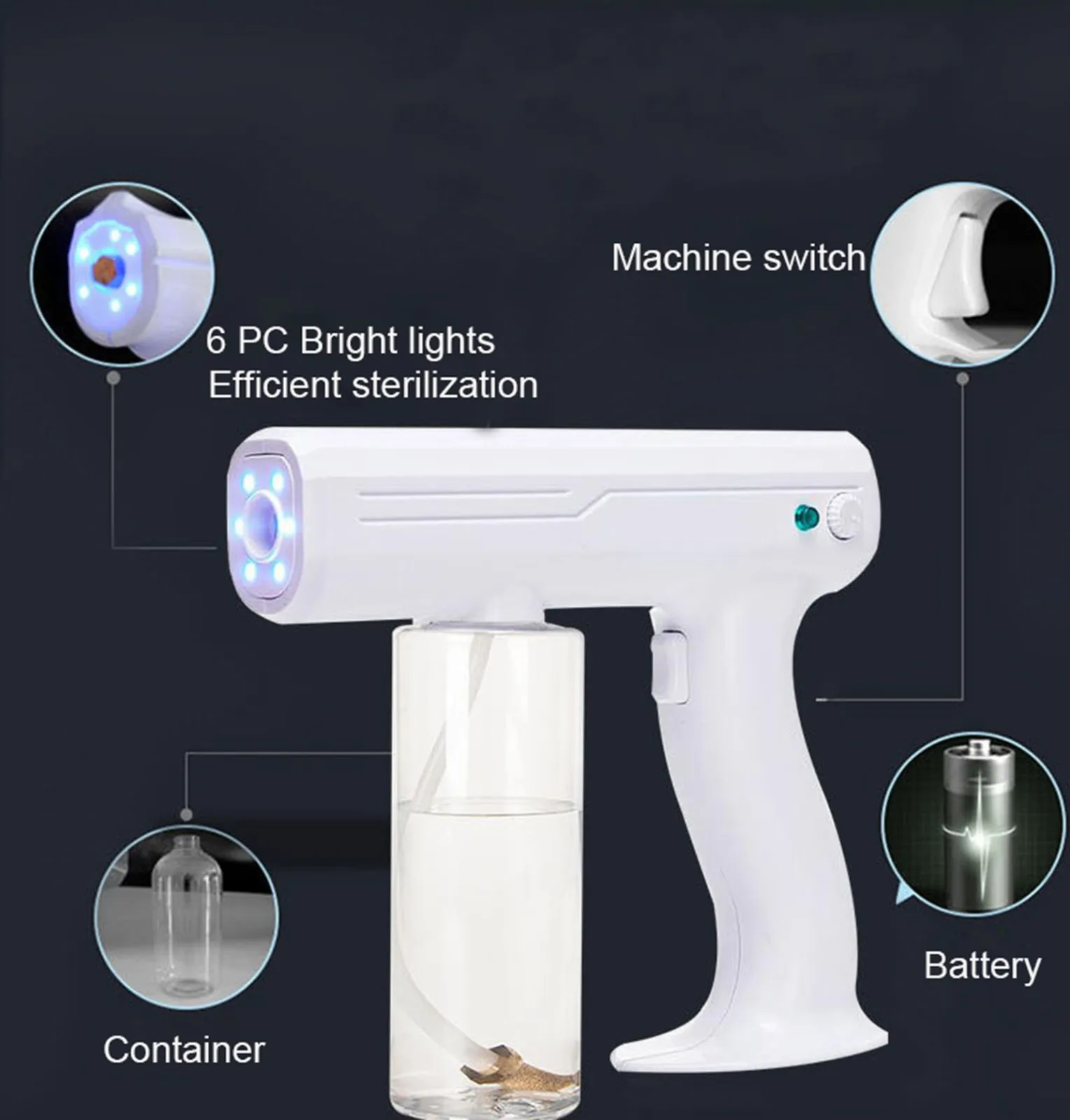 

400ML Blue Light Nano Steam Atomizing Fogger Disinfection Sprayer With Battery Perfume Atomizer Perfume Bottles With Spray