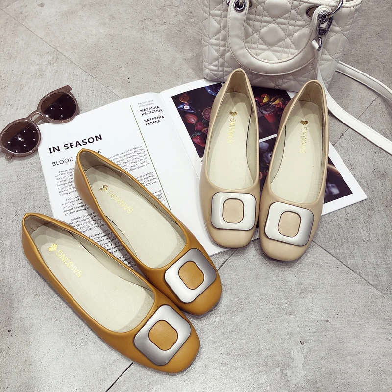 

Shallow Mouth Low Heels Buckle Round Toe Casual Woman Shoe Female Footwear All-Match Modis Comfortable Dress Summer New 2021 Sol