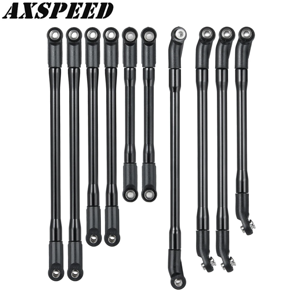

AXSPEED 10PCS Metal Link Rod Linkages Kit Plastic Rod End 313mm Wheelbase for 1/10 Axial SCX10 II 90046 RC Crawler Car Parts