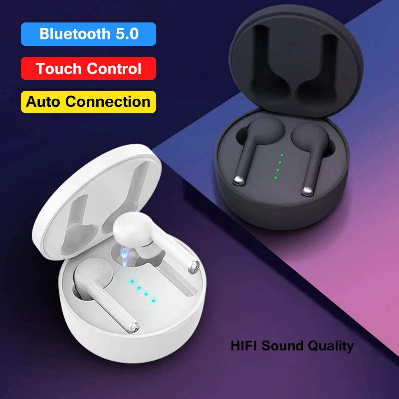 Настоящие беспроводные Bluetooth наушники 5,0 для телефона, Смарт сенсорное управление, шумоподавление, Hi-Fi стерео музыка, TWS наушники с микрофоном