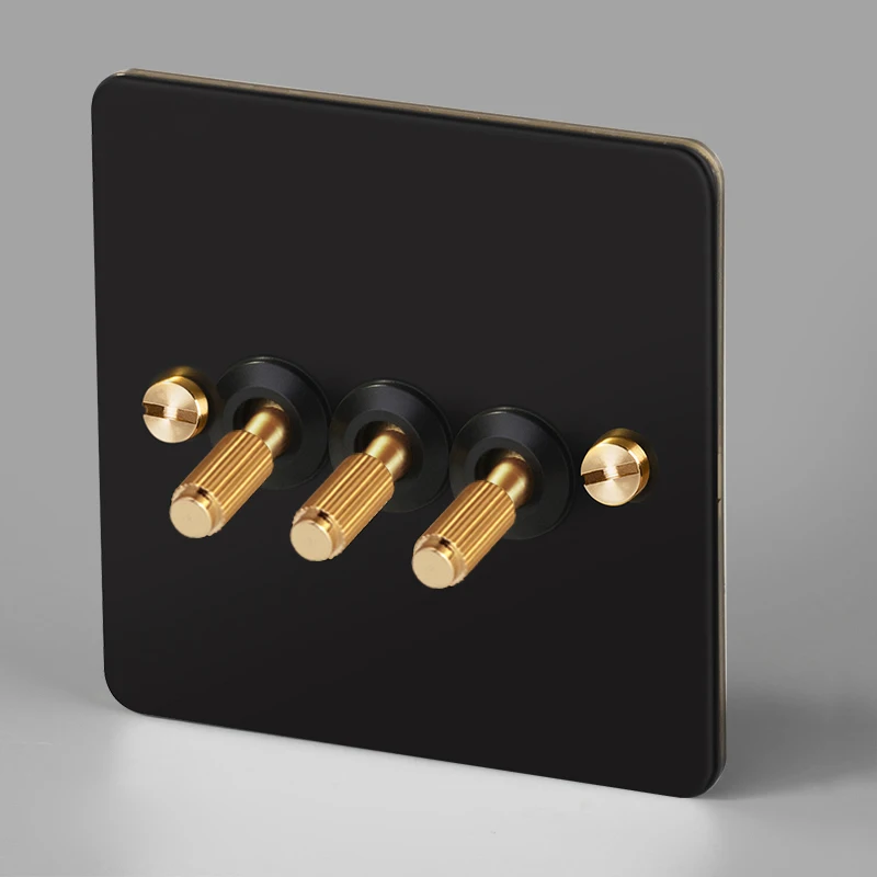 Черный настенный светильник переключатель 1 4 года Gang 2 Way Латунь тумблер