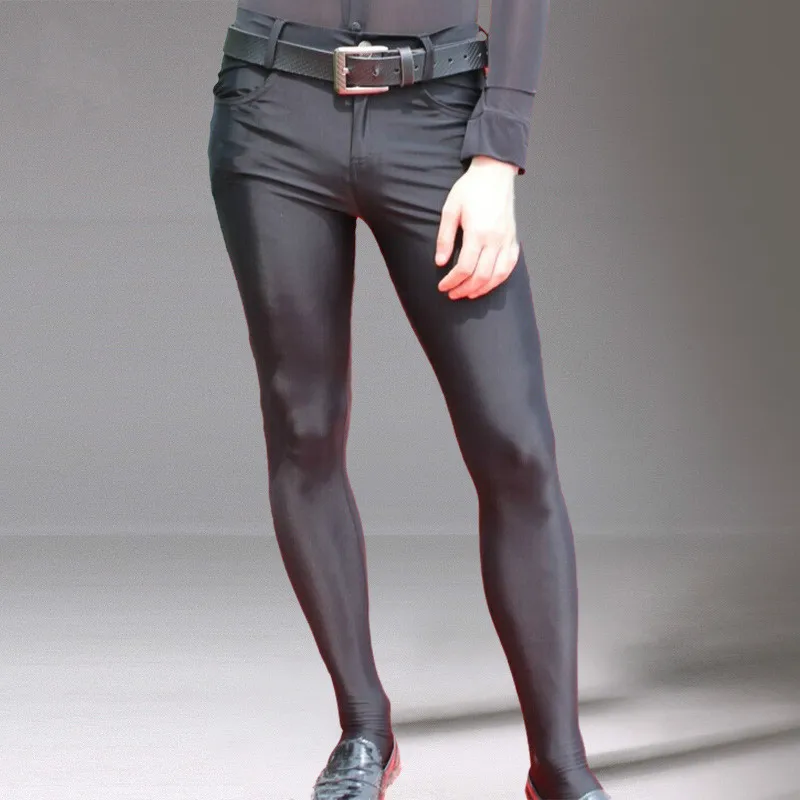 Облегающие брюки для мужчин Стрейчевые леггинсы пикантные Дизайнерские