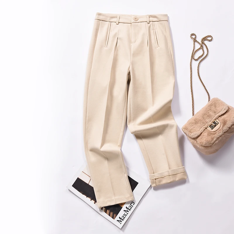 Женские штаны шаровары 2019 зимние плотные с высокой талией повседневные женские