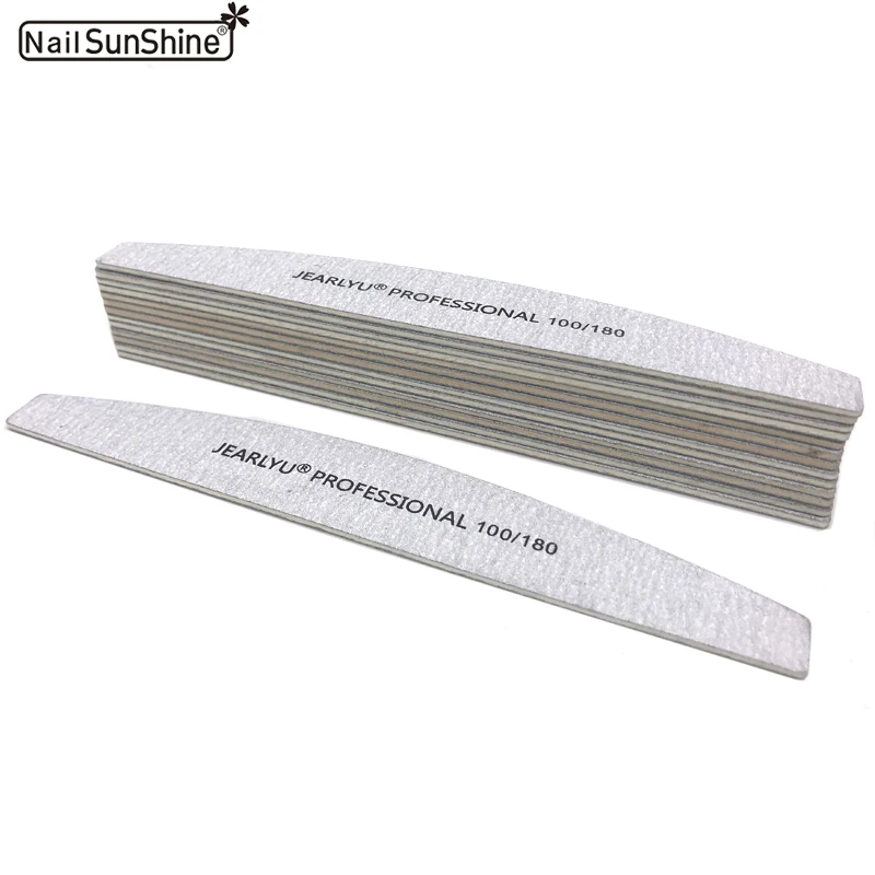 10Pcs Wood Nail File 100/180 Strong Thick Professional Nail Buffer Sandpaper Buffing Sanding Banana Type lime a ongle Nail Files