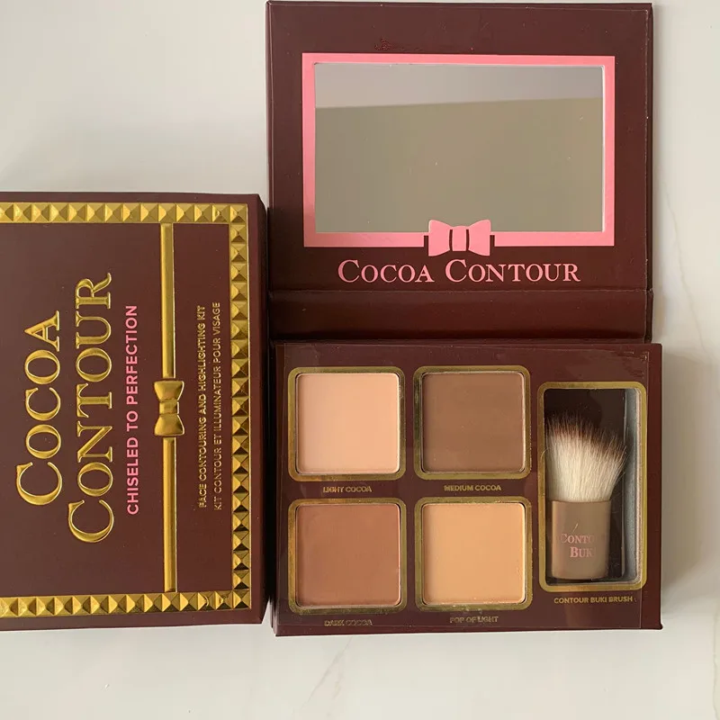 BEST COSMETIC Makeup 4 Colors Cocoa Highlighter Palette Powder Face Corrector Contour Kit - Цвет: Армейский зеленый